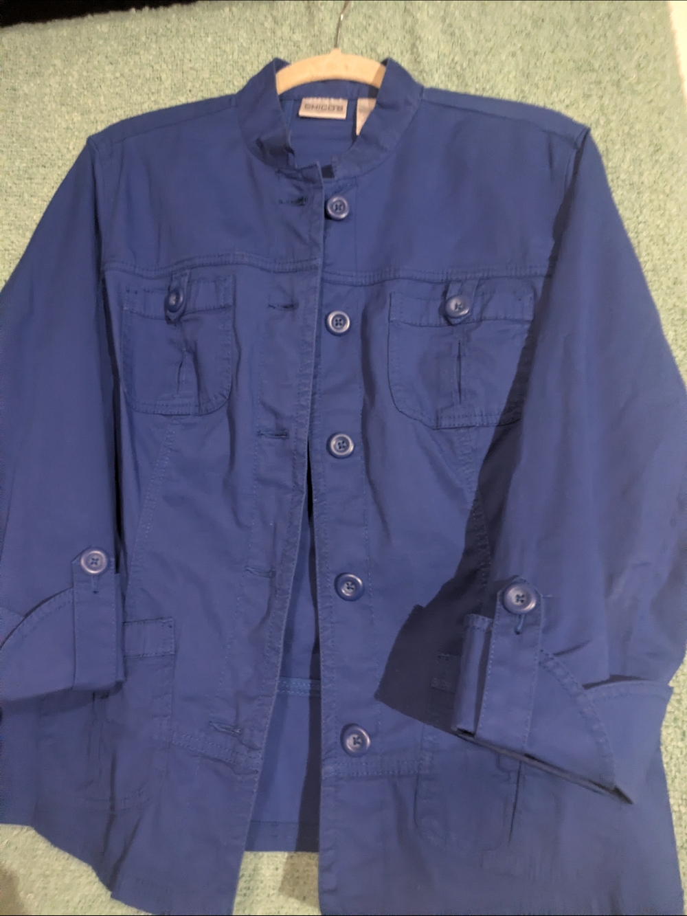 Chico's Royal Blue Military-Style Field Jacket